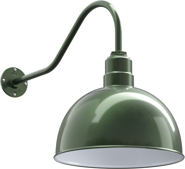 Hollywood Bowl Color Hunter Green Interior Color White with a 23" Gooseneck