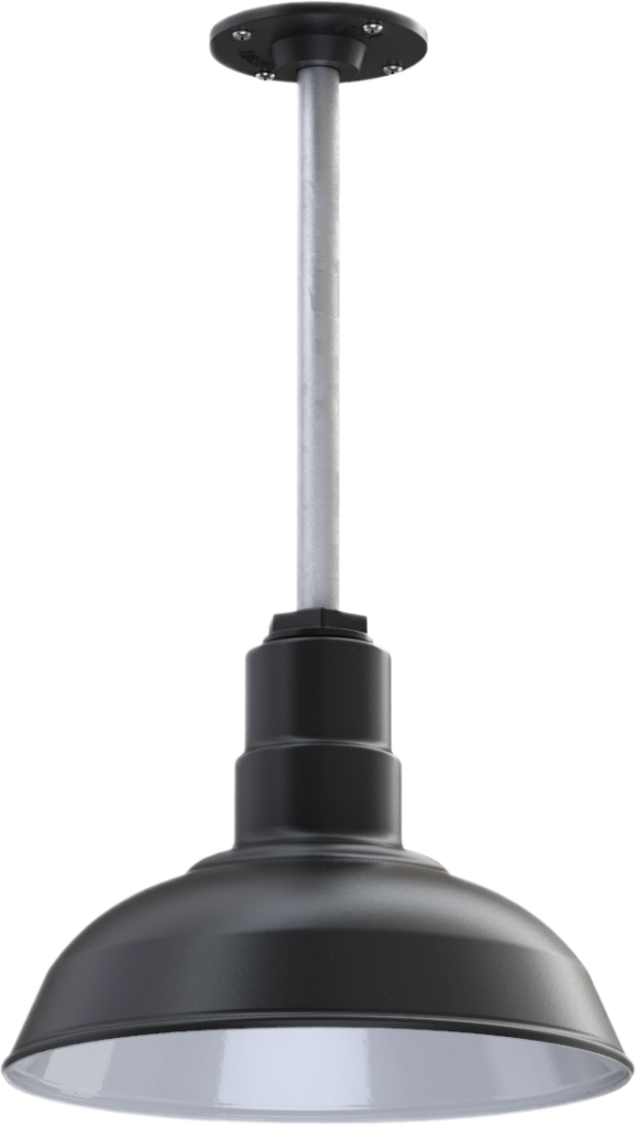 El Segundo Color Matte Black Interior Color White with a 12" Galvanized Stem