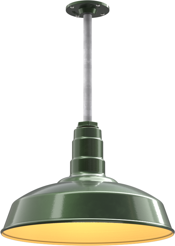Carson Color Hunter Green Interior Color Brass with a 12" Galvanized Stem