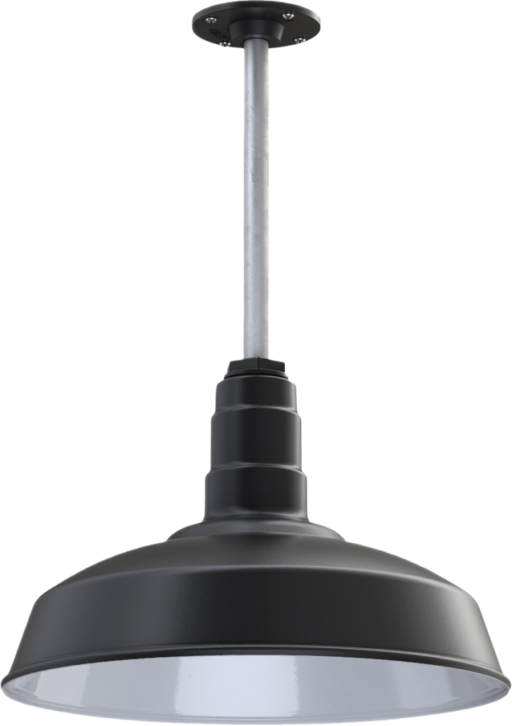 Carson Color Matte Black Interior Color White with a 12" Galvanized Stem