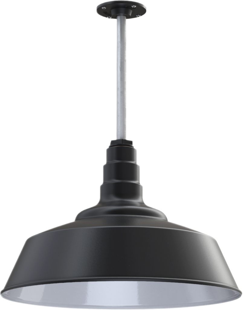 Manhattan Color Matte Black Interior Color White with a 12" Galvanized Stem